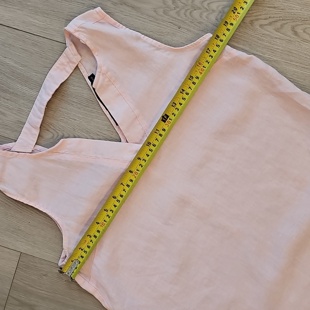 Harve Benard Linen Light Pink Sleeveless V-Neck & Open Back Blouse, Small - Picture 13 of 15